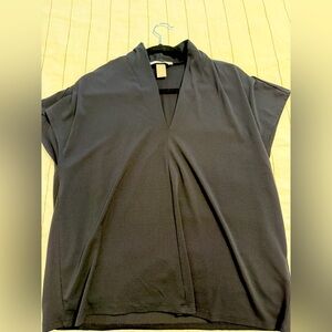 M H&M Black Cap Sleeve V-Neck Blouse